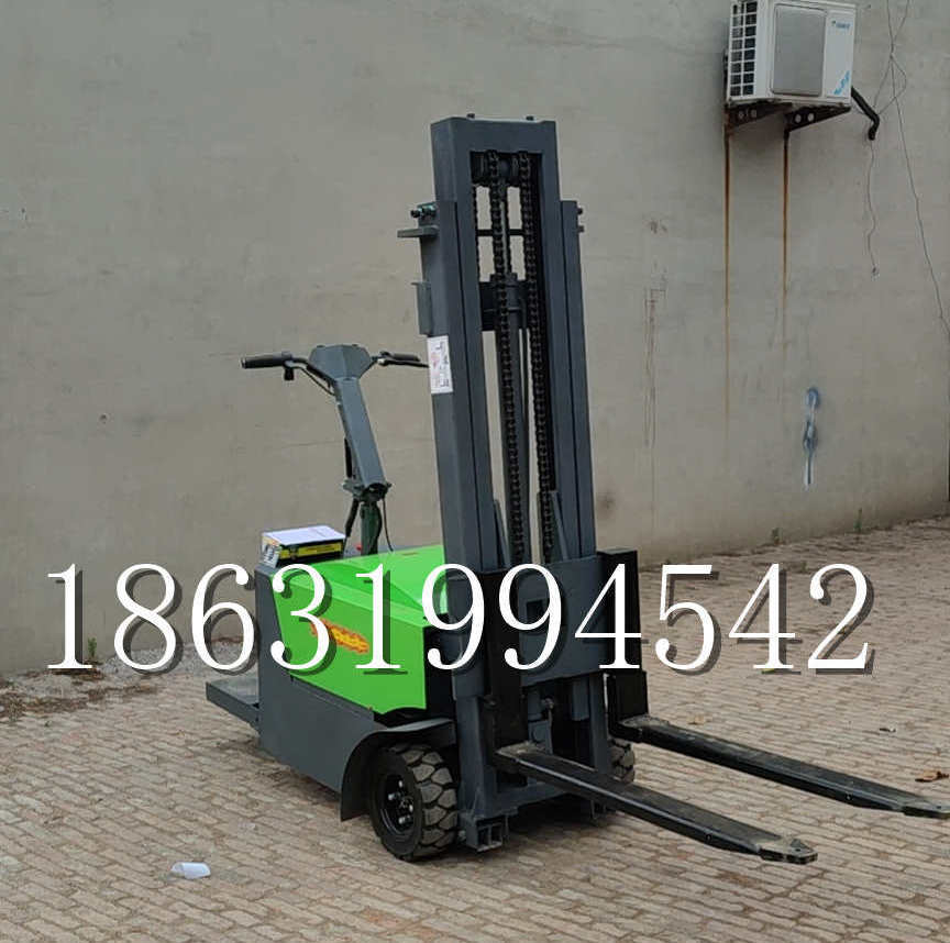 舞钢市优程全电动叉车插腿式堆高车液压装卸车1.5吨升高小型站驾式铲车